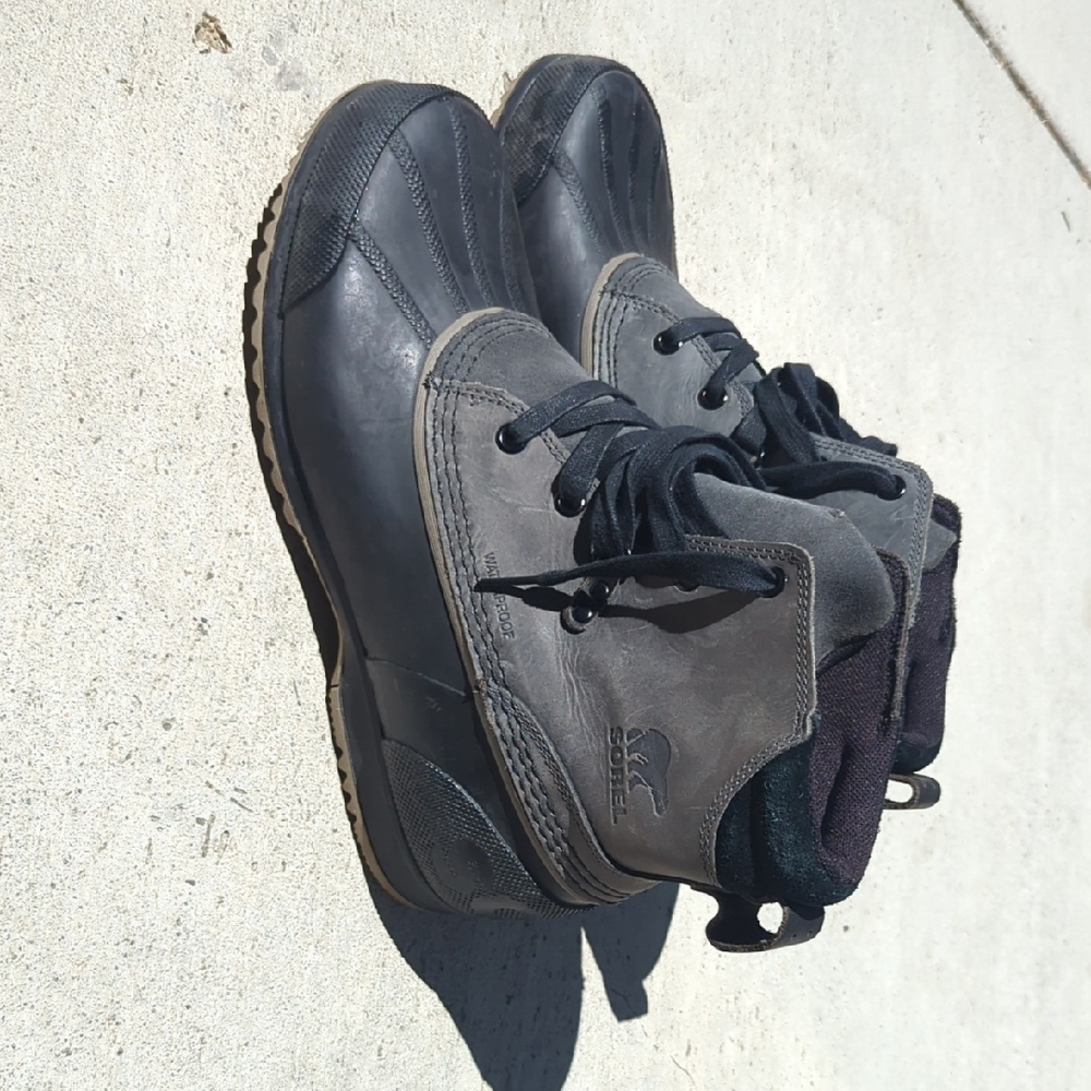 Sorel Men's Black and Gray Rain Boots
